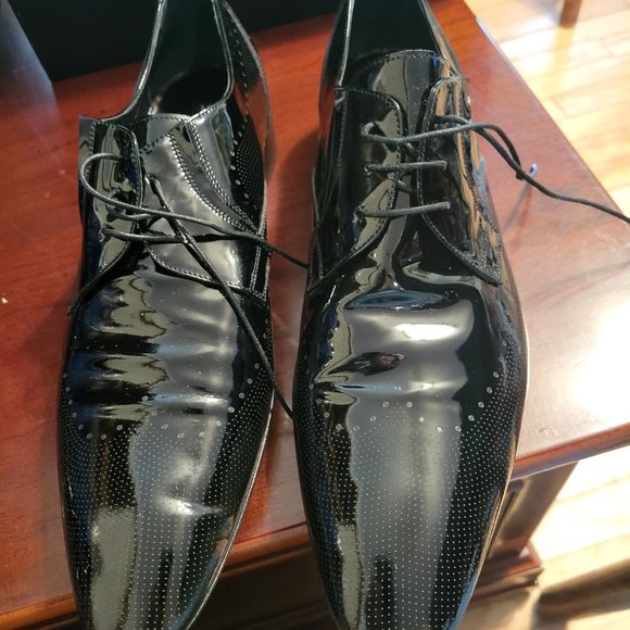 Giovanni Conti Italian black leather lace up shoes size 45 European/12 us - Picture 1 of 12